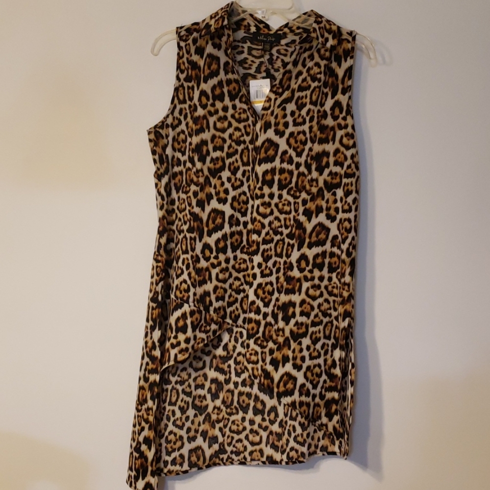 Melissa Paige no sleeve dressy leopard tunic
